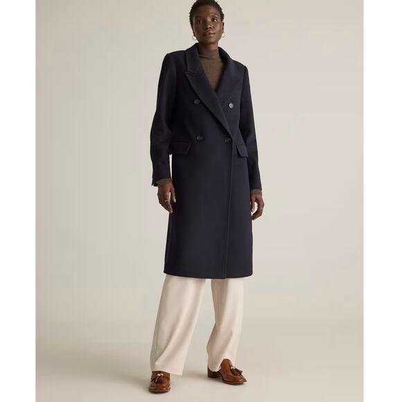 New Quince Cadet Navy Blue Italian Wool Double-Breasted Coat Medium 3625 - Picture 1 of 11